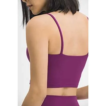 Lemedy Women Padded Sports Bra Fitness Workout Running Shirts Yoga Tank Top (L, Red Violet)