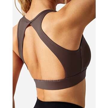 YEOREO Cleena Sports Bra for Women Open Back Crop Tops Padded Workout Tank Tops Backless Workout Yoga Bra Underwire Coffee XS