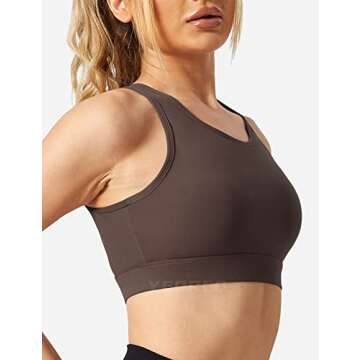 YEOREO Cleena Sports Bra for Women Open Back Crop Tops Padded Workout Tank Tops Backless Workout Yoga Bra Underwire Coffee XS
