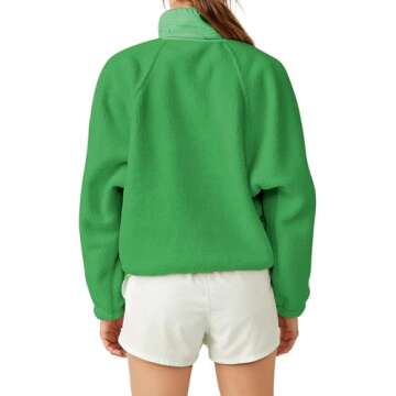 Aoang Pullover Sweatshirt for Women Fleece Shacket Cropped Tops Thick Sherpa Windbreak (green, M)