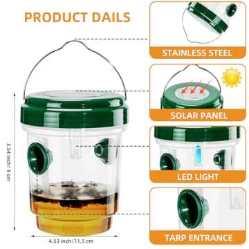4 Pack Solar-Powered Wasp Traps for Effective Outdoor Control