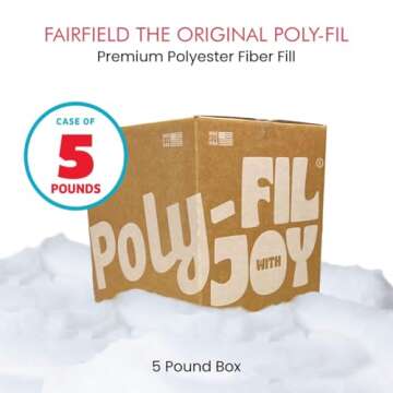 Fairfield The Original Poly-Fil, Premium Polyester Fiber Fill, Soft Pillow Stuffing, Stuffing for Stuffed Animals, Toys, Cloud Decorations, and More, Machine-Washable Poly-Fil Fiber Fill, 5 lbs. Box