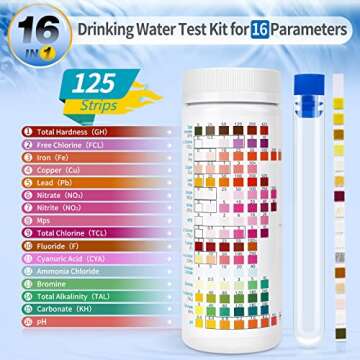 Umlecoa 16 in 1 Premium Water Quality Test Kit - 125 Test Strips for Home Use