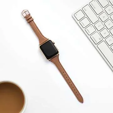 WFEAGL Compatible with Leather Apple Watch Band 41mm 40mm 38mm 42mm(series 10) Women, Top Grain Leat...