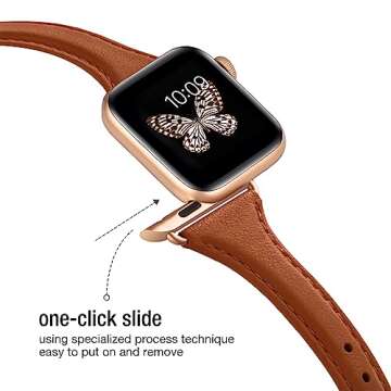 WFEAGL Compatible with Leather Apple Watch Band 41mm 40mm 38mm 42mm(series 10) Women, Top Grain Leather Strap Slim & Thin Replacement Wristband for iWatch Bands Ultra SE SE2 & Series 10 9 8 7 6 5 4 3 2 1