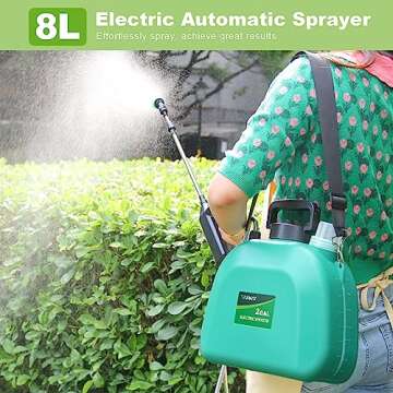 Battery Powered Sprayer 2 Gallon, Upgrade Powerful Electric Sprayer with 3 Mist Nozzles, Rechargeabl...