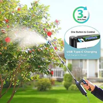 Battery Powered Sprayer 2 Gallon, Upgrade Powerful Electric Sprayer with 3 Mist Nozzles, Rechargeable Handle, Retractable Wand, Garden Sprayer with Adjustable Shoulder Strap for Lawn,Garden,Cleaning