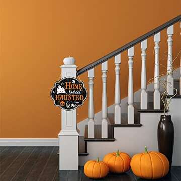 FWIEXA Haunted Home Wood Sign for Halloween Decor