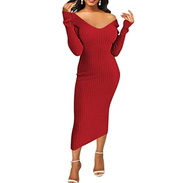 Elegant Off Shoulder Knitted Maxi Dress for Women