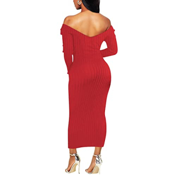 Elegant Off Shoulder Knitted Maxi Dress for Women