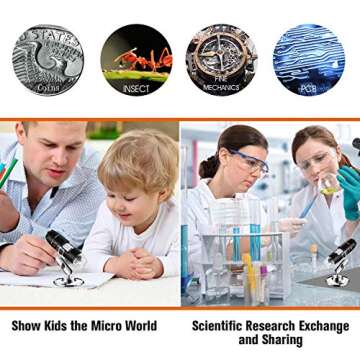 USB Microscope 1000x Magnification with 8 LEDs for All Devices