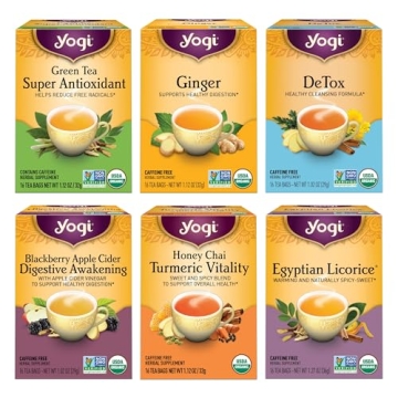 Yogi Tea Digestion & Detox Variety Pack - 16 Tea Bags, 6 Flavors, Organic Wellness