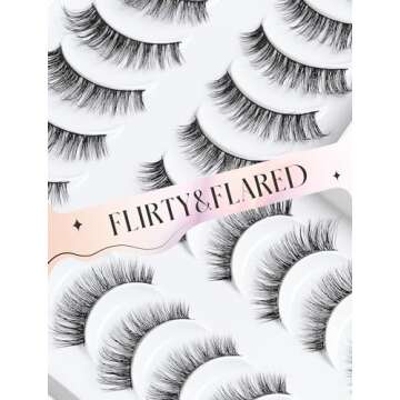 False Lashes Natural Lashes Wispy False Eyelashes Natural Eyelashes Fake Eyelashes Fake Lashes Pack 10 Pairs 12mm Calla Lily