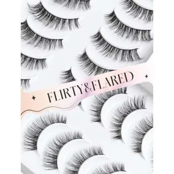 False Lashes Natural Lashes Wispy False Eyelashes Natural Eyelashes Fake Eyelashes Fake Lashes Pack 10 Pairs 12mm Calla Lily