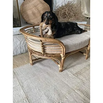 Stylish Rattan Cushion Dog Bed for Small Pets