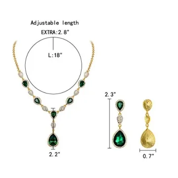 Elegant Emerald Wedding Jewelry Set by EleQueen | Dangle Earrings