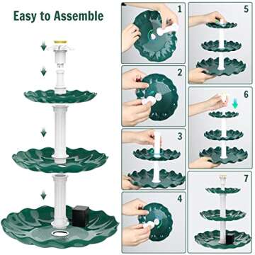 AISITIN 3 Tiered Bird Bath with 3.5W Solar Pump for Garden Decoration