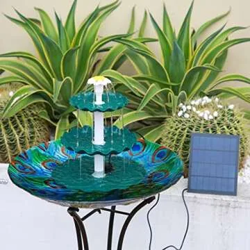 AISITIN 3 Tiered Bird Bath with Solar Pump Fountain