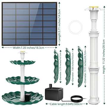 AISITIN 3 Tiered Bird Bath with Solar Pump Fountain
