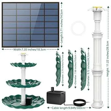 AISITIN 3 Tiered Bird Bath with Solar Pump Fountain