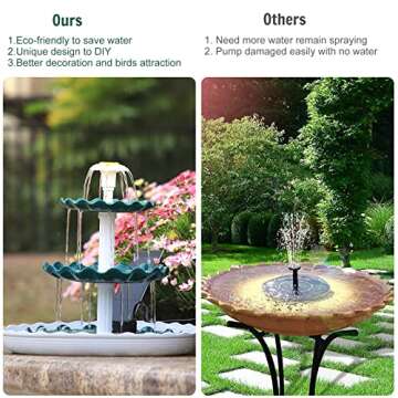 AISITIN 3 Tiered Bird Bath with Solar Pump Fountain