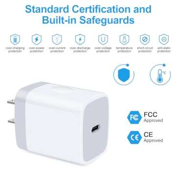 USB C Box Fast Wall Charger for Samsung Galaxy S25/S24 FE/A15/A14 5G/A16/A35/S23 FE/S22/S21 FE 5G/A13/A54/A03s/S21/A53/A23/Z Fold 5 4/A12,Google Pixel,20W PD Power Adapter with 6FT Type C to C Cable