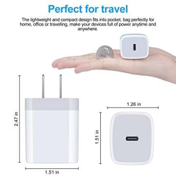 USB C Box Fast Wall Charger for Samsung Galaxy S25/S24 FE/A15/A14 5G/A16/A35/S23 FE/S22/S21 FE 5G/A13/A54/A03s/S21/A53/A23/Z Fold 5 4/A12,Google Pixel,20W PD Power Adapter with 6FT Type C to C Cable