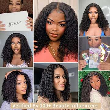 YASGRL 16" Undetectable Real HD Lace Kinky Curly Wig Human Hair 5x5 HD lace closure wigs human hair Glueless Wigs Human Hair Pre Plucked Brazilian Human Virgin Hair Short Curly Wig 180 Density