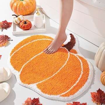 Cute Pumpkin Bath Mat for Autumn Decor and Safety