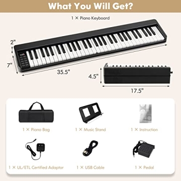 Costzon 61-Key Folding Piano Portable Electric Keyboard
