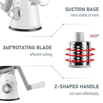 Versatile KEOUKE Rotary Cheese Grater for Effortless Meal Prep