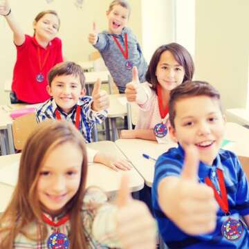 Poen 24 Pcs Happy 100 Days of School Award Medals 1.97'' Rubber 100th Day of School Medals for Awards for Kids with 29.5" Ribbon Classroom Supplies Themed Party