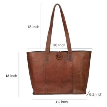 Vintage Genuine Leather Tote Bag for Women Office and Laptop