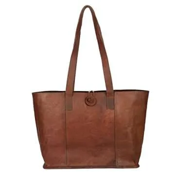 Vintage Genuine Leather Tote Bag for Women Office and Laptop