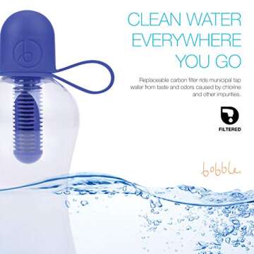 Bobble Classic Water Bottle, Filtered Water, BPA-Free Reusable Bottle, Soft Touch Carry Cap with Rep...