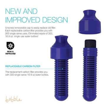 Bobble Classic Water Bottle, Filtered Water, BPA-Free Reusable Bottle, Soft Touch Carry Cap with Replaceable Carbon Filter for Sustainable Water and Hydration 18.5 oz (Lime)