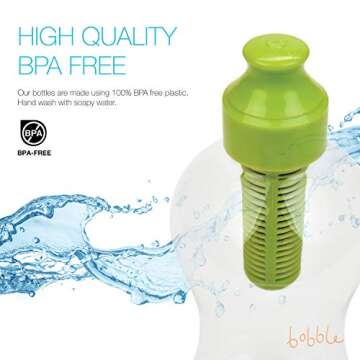 Bobble Classic Water Bottle, Filtered Water, BPA-Free Reusable Bottle, Soft Touch Carry Cap with Replaceable Carbon Filter for Sustainable Water and Hydration 18.5 oz (Lime)