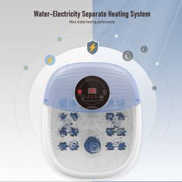 CURECURE Foot Spa Bath Massager with Bubbles, Vibrating and Heat, Digital Adjustable Temperature, Fa...