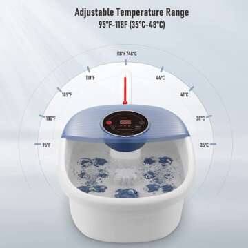 CURECURE Foot Spa Bath Massager with Bubbles, Vibrating and Heat, Digital Adjustable Temperature, Fast Heating and Home Pedicure Foot Bath Soaker with 16 Massage Rollers for Feet Stress Relief