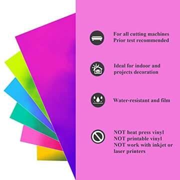 Teckwrap Cold Color Changing Vinyl Sheets - 12" x 12" 6 Sheets with Stunning Colors