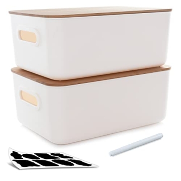 Stylish Citylife Storage Bins with Bamboo Lids for Home Organization