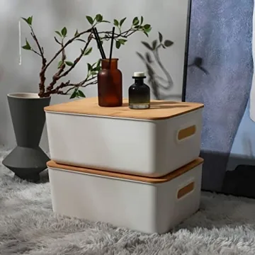 Stylish Citylife Storage Bins with Bamboo Lids for Home Organization
