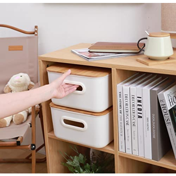 Stylish Citylife Storage Bins with Bamboo Lids for Home Organization