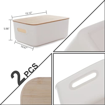 Stylish Citylife Storage Bins with Bamboo Lids for Home Organization