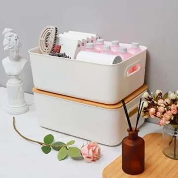Stylish Citylife Storage Bins with Bamboo Lids for Home Organization