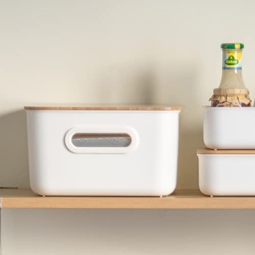 Stylish Citylife Storage Bins with Bamboo Lids for Home Organization