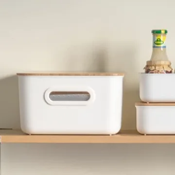 Stylish Citylife Storage Bins with Bamboo Lids for Home Organization
