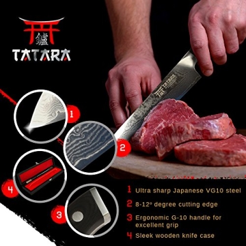 Tatara VG10 Damascus Chef Knife - Precision Sushi & Cooking Tool