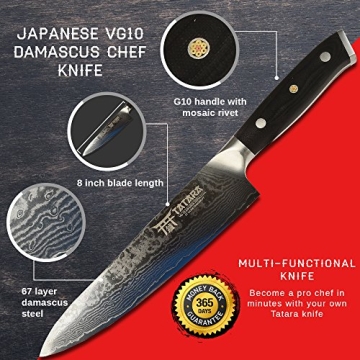 Tatara VG10 Damascus Chef Knife - Precision Sushi & Cooking Tool