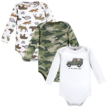 Hudson Baby Unisex Cotton Long-Sleeve Bodysuits - Animal Adventure 3-Pack
